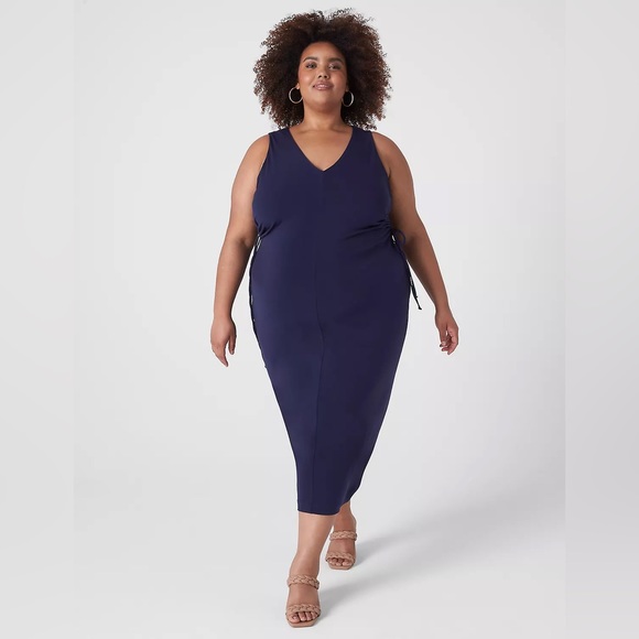 Lane Bryant Dresses & Skirts - Lane Bryant Midi Dress 18/20 Blue Sleeveless V-Neck Side Cutout